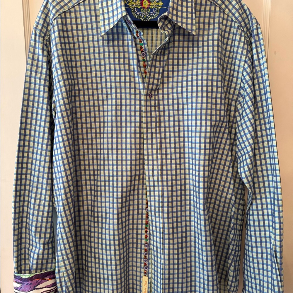 Robert Graham Blue and White Checked‎ Dress Shirt